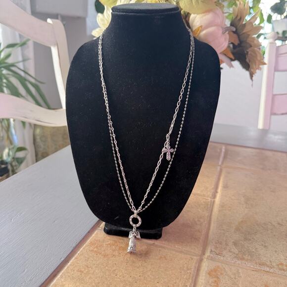 Jim Shore Silver Tone Angel Pendant Double Strand Necklace NEW - Picture 4 of 13
